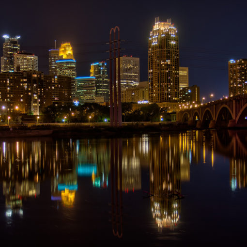 Downtown Minneapolis at night.